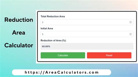 reduction of area calculator